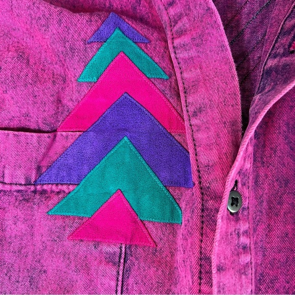 VINTAGE 1980s Sundance Button Down Lightweight Jacket Pink Tribal One Size 80s - Picture 8 of 12